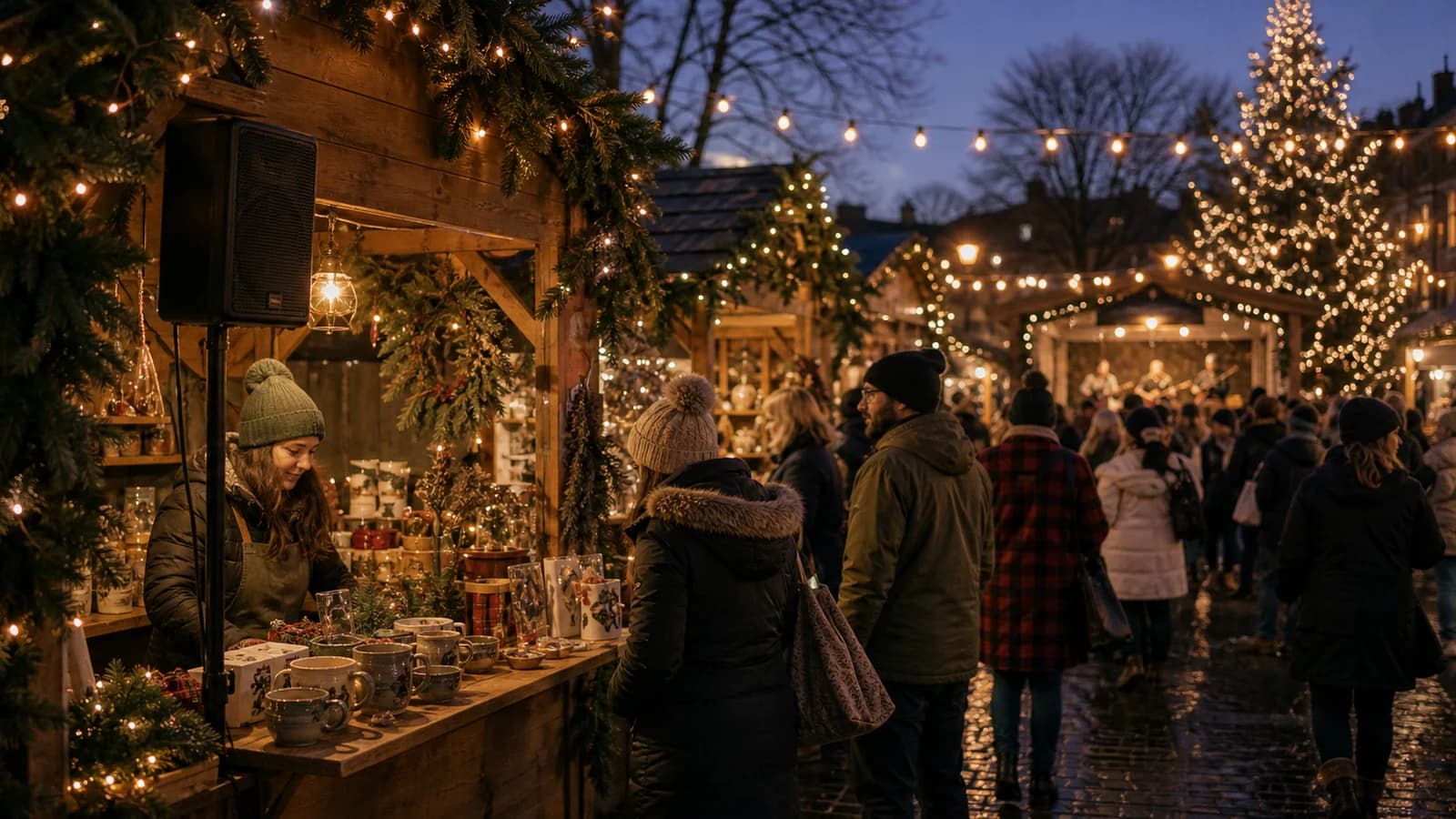 Holiday market music in the US: background playlist or public performance?