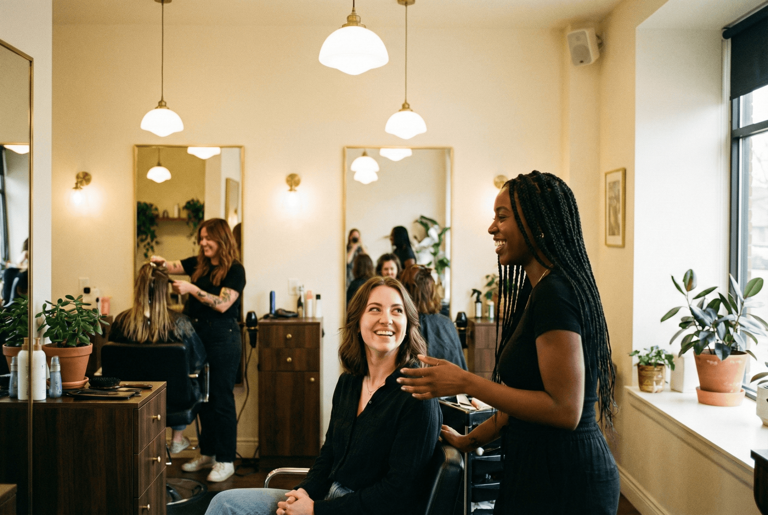 Happy business owner with music playing through speakers in their venue