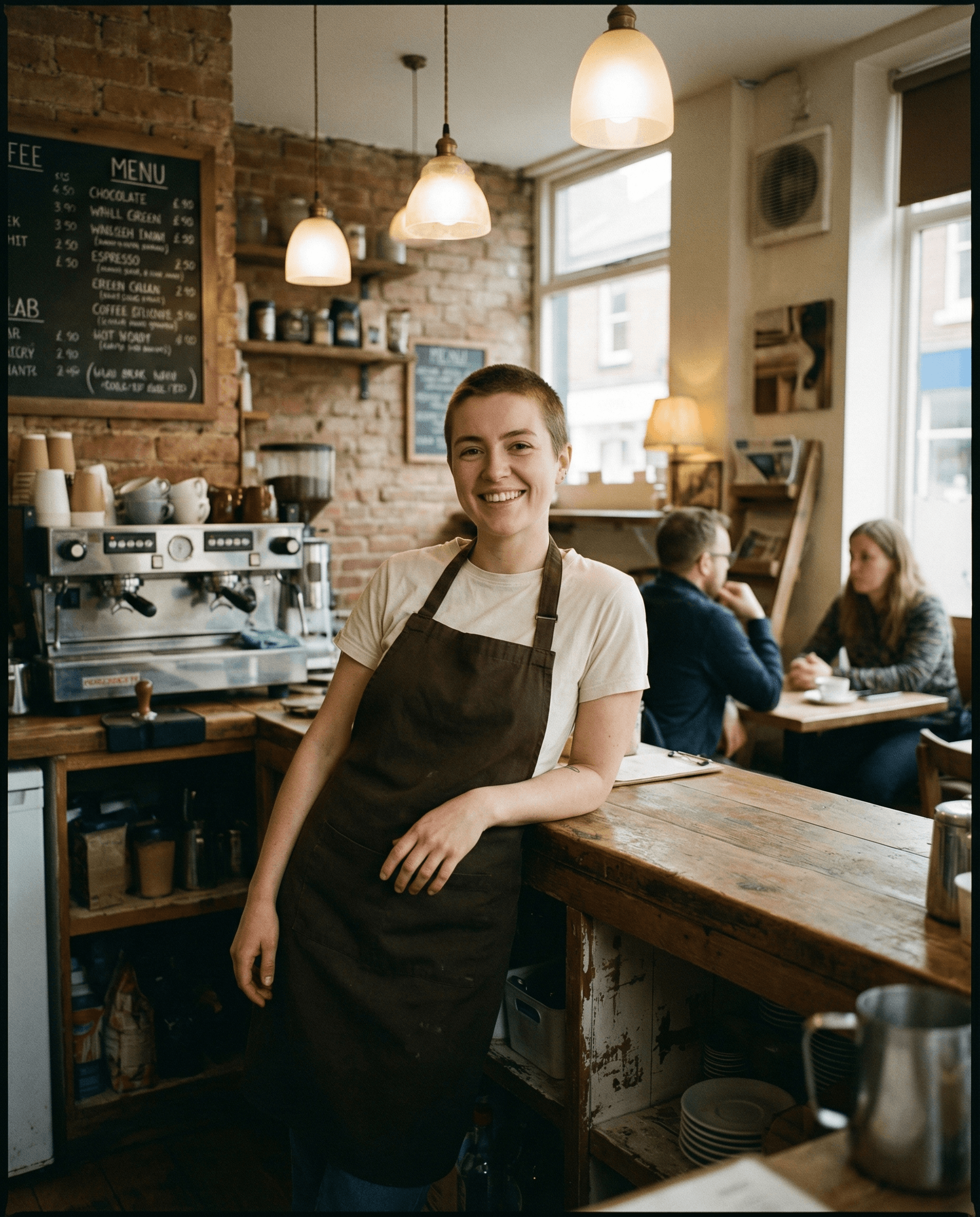 Cafe counter and customer room used to plan dayparted background music